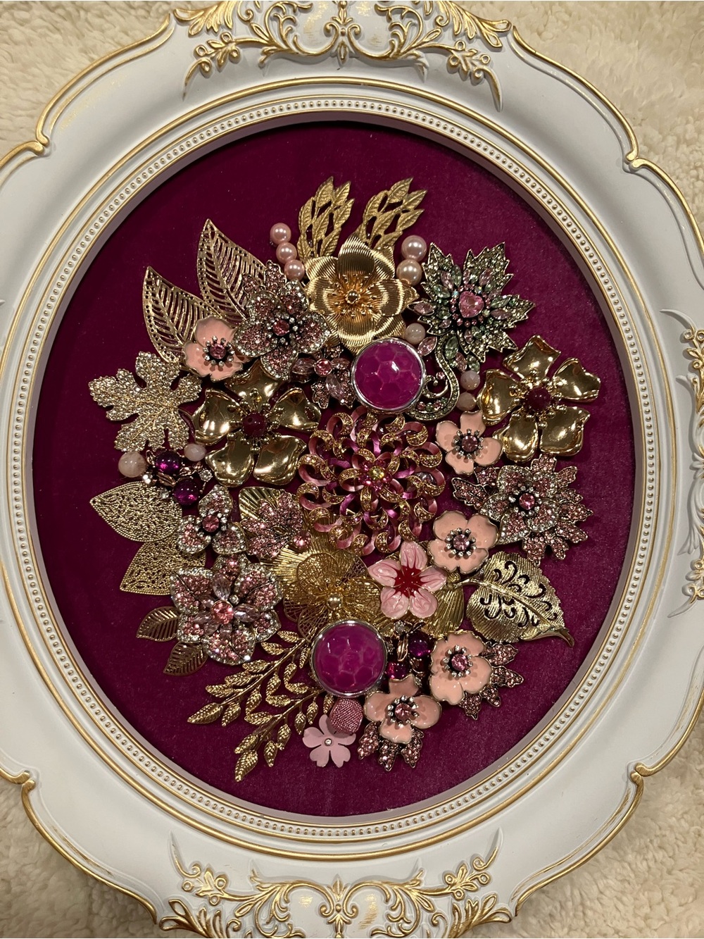 Gold and Pink Floral Embellished Wall Frame - Home Accent - Picture 3 of 15